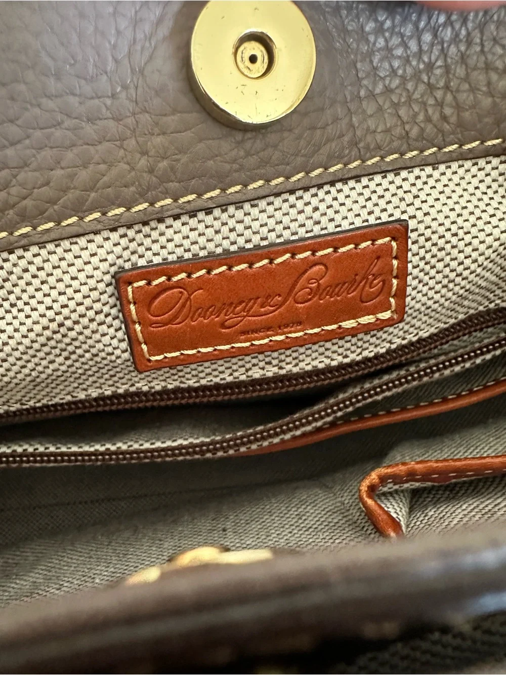 Dooney & Bourke Brenna Gray Brown Leather Satchel Bag